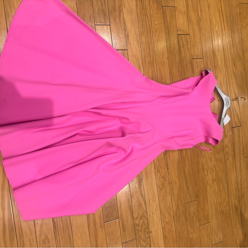 Women's  Oscar deLarenta Sleeveless Pink Fit-and-Flare Dress - Picture 6 of 7